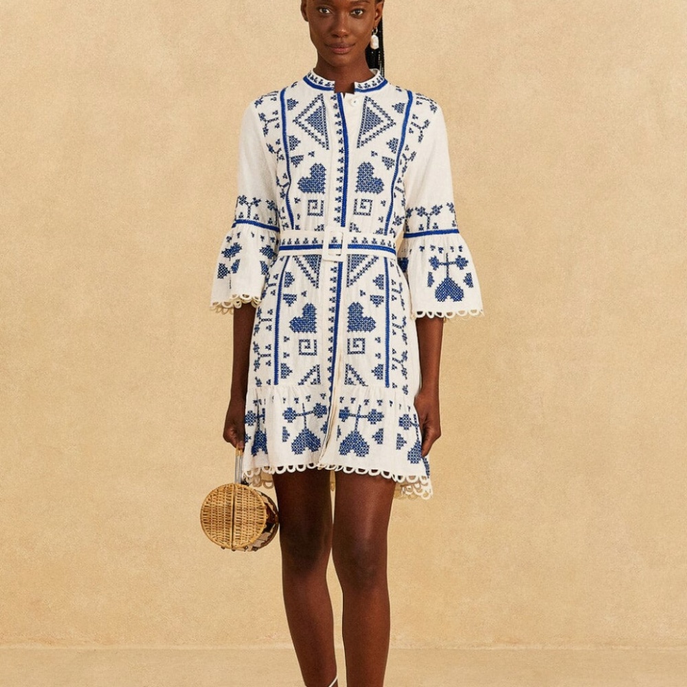 Farmrio dress white and blue off white Size L